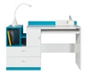 Psací stůl Mobi 130 cm bílá / tyrkysová moderní design nábytku Hrany psacího stolu jsou opatřeny speciální dýhou