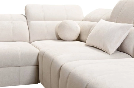 Rohová sedací souprava s funkcí spaní Penejos IX modrá pravostranná stylová rohová sedací souprava s kontejnery na lůžkoviny pohodlné nastavitelné opěrky hlavy