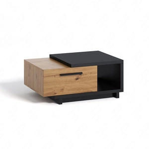 Konferenční stolek se zásuvkou 90 cm Simi dub artisan / černý moderní design asymetrické tělo deska odolná proti rozlití