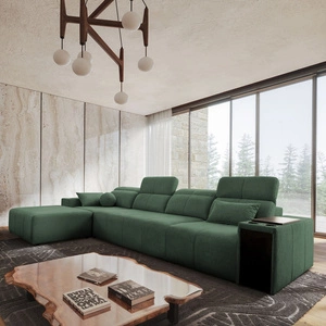 Rohová sedací souprava s funkcí spaní Tesalia XII mincovna levá moderní design pohodlný posuvný opěrák zásuvka v boku nábytku