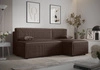 Rohová sedací souprava s funkcí spaní Brandon hnědý pravý roh trojrozměrná tkanina s výrazným pruhem lůžkoviny kontejneru