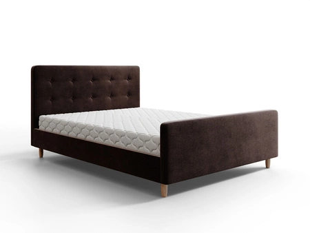 Čalouněná postel Isara 180x200 hnědá s úložným prostorem v moderním skandinávském stylu s výrazným čelem a podnožkou