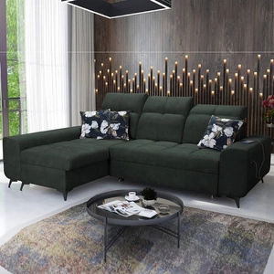 Rohová sedací souprava s funkcí spaní Buffalo green left Funkční a stylová rohová sedací souprava s kontejnerem na lůžkoviny