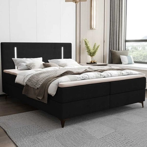 Kontinentální postel Norco 180x200 černá stylová postel s úložným boxem osvětlení v čele postele dodává jedinečný nádech