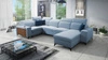 Rohová sedací souprava s funkcí spaní Kelly IV modrá pravá sametová pohodlná rohová sedací souprava nastavitelné opěrky hlavy boční čalounění s lištami