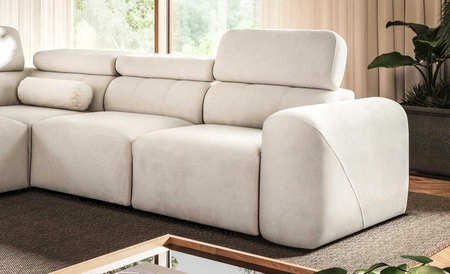 Rohová pohovka s funkcí spaní Cantare VIII losos levý vkusná rohová sedací souprava s polohovatelnými opěrkami hlavy nádoby na lůžkoviny