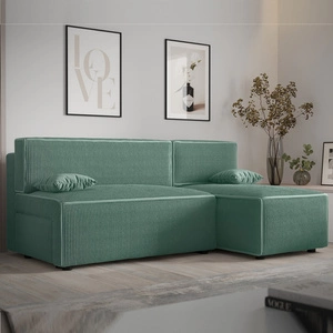 Rohová sedací souprava s funkcí spaní Brandon patina pravý roh trojrozměrná látka s výraznými pruhy nádoba na lůžkoviny