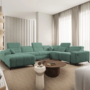 Rohová pohovka s funkcí spaní Penejos VIII zelená levá strana stylové rohové rozkládací pohovky z odolné tkaniny