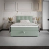 Kontinentální postel Flint 120x200 mint v moderním skandinávském stylu s čalouněným čelem postele s úložným boxem