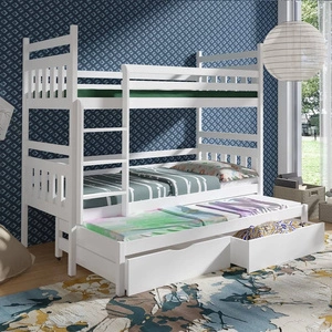 Patrová postel Hania pro 3 osoby 80x190 cm ideální do dětského pokoje šetří podlahovou plochu zabírá místo jednolůžka