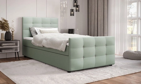 Kontinentální postel Kansas 120x200 v mátové barvě v moderním skandinávském stylu s čalouněným čelem a nohama