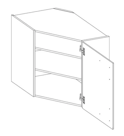 Kuchyňská rohová závěsná skříňka Sold 58x58 GN-72 1F skříňka odolná proti páře vysoké teplotě a rozlité tekutině