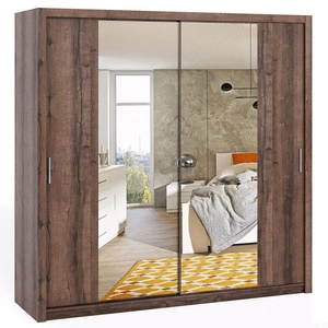 Zrcadlová posuvná skříň Rico 220 cm dub klášterní funkční nábytek v klasickém stylu skříň určená do ložnice nebo předsíně