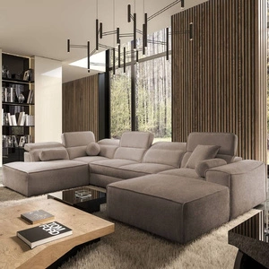 Rohová sedací souprava s funkcí spaní Viano VI světle hnědá pravá rohová sedací souprava s moderním designem dva kontejnery na lůžkoviny