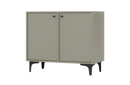 Nábytek Kioto I eukalyptus stylový designový nábytek do obývacího pokoje elegantní nábytek na kovovém černém podstavci decentní úchytky