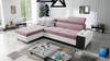 Rohová sedací souprava s funkcí spaní Dafni levandulově růžová / bílá levá opletená pohodlí a funkčnost pro každodenní relaxaci