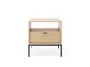 Noční stolek se zásuvkou Lovro dub vicenza dub vkusný drážkovaný dekor ideální skříňka do ložnice kovové vysoké nohy