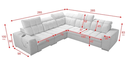 Luigi III rohová pohovka s funkcí spaní béžová levá pohodlná rohová pohovka do obývacího pokoje ideální pro každodenní relaxaci