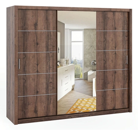 Ložnicová sestava nábytku Rico dub monastery nadčasový design ložnicová sestava nábytku prostorná posuvná skříň se zrcadlem