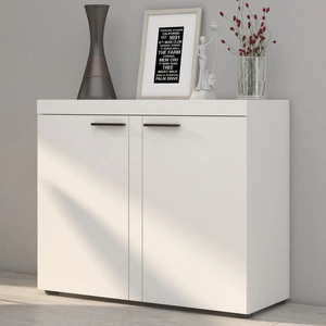 Komoda Rene 97 cm v bílé barvě Moderní design nábytku Hrany komody jsou povrchově upraveny speciální dýhou ABS