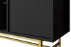 RTV skříň Kioto III 121 cm černá grafitová elegantní skříň s dvířky otevíranými dolů zlatý kovový rám