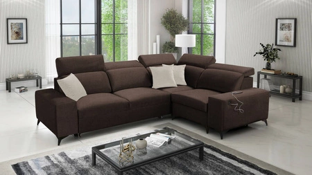 Kelly Sleek II rohová pohovka s funkcí spaní čokoládově hnědá pravá strana elegantní rohová pohovka do obývacího pokoje z tkané látky