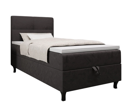 Melba 90x200 šedá kontinentální postel v moderním skandinávském stylu s čalouněným čelem postel s úložným boxem