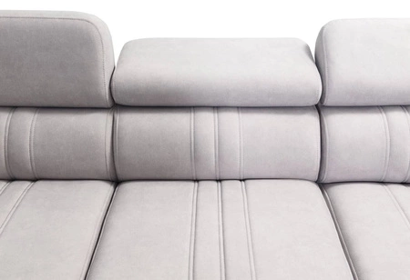 Rohová pohovka s funkcí spaní Castel VII šedý jasan pravá Stylová rohová pohovka s úložným prostorem na lůžkoviny a nastavitelnými opěrkami hlavy