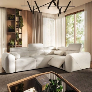 Rohová sedací souprava s funkcí spaní Cantare II Lux slonovinová kost pravá komfortní rohová sedací souprava se zvedací podnožkou měkká látka