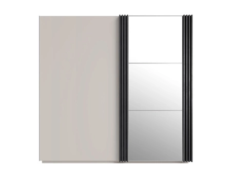 Ložnicová sestava nábytku Estan béžová / antracitová Nadčasový design Ložnicová sestava nábytku Prostorná posuvná skříň se zrcadlem