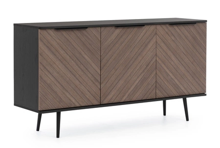 Komoda Tullio 150 cm černý grafit / captains deck elegantní komoda se zajímavým designem designových úchytek na hraně