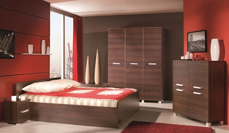 Šatní skříň Maximus 150 cm kaštan wenge moderní designový nábytek vysoce kvalitní zpracování hrany skříně zakončené speciální dýhou