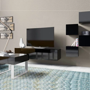 Nábytková sestava Apulia XXI černý lesk extrémně stylová nástěnná skříňka do obývacího pokoje jednoduché jednotky hodící se do každého interiéru