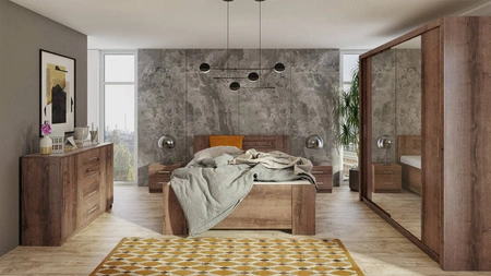 Posuvná skříň Rico se zrcadlem 200 cm dub klášterní funkční nábytek v klasickém stylu skříň určená do ložnice nebo předsíně