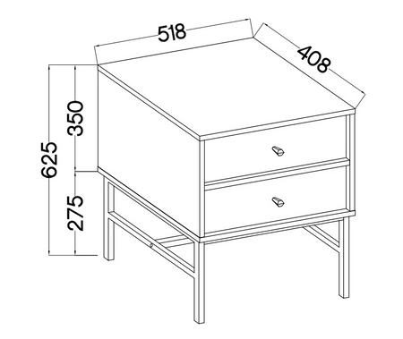 Noční stolek Kioto III béžový se zásuvkami ideální do ložnice subtilní úchyty kovový rám