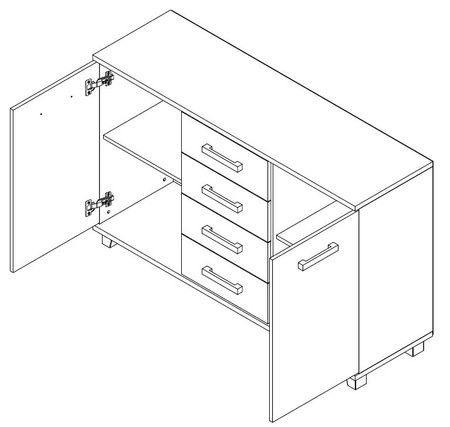 Komoda Maximus 138 cm dub sonoma světlý moderní design nábytku Hrana komody je opatřena speciální dýhou ABS