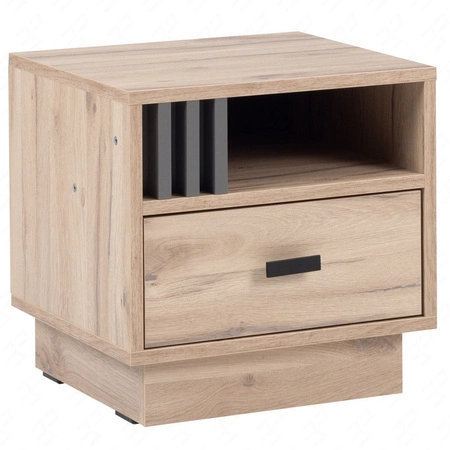 Ložnicová sestava nábytku Estan dub světlý / antracit nadčasový design ložnicová sestava nábytku prostorná posuvná skříň se zrcadlem