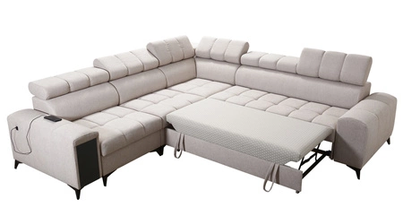 Rohová sedací souprava s funkcí spaní Bolmso III zelená levá rohová sedací souprava s kontejnery na lůžkoviny s plnovýsuvnou zásuvkou v boku nábytku