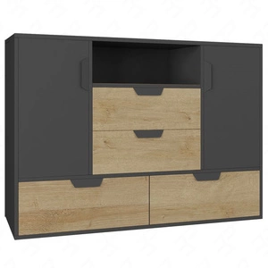 Komoda Nano 120 cm grafit / dub riviera bezproblémové používání a trvanlivost stylový a funkční doplněk do kanceláře a pokoje teenagera