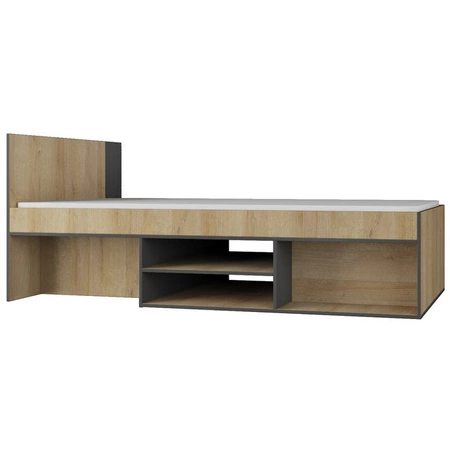 Postel s kontejnerem Nano 90x200 cm grafit / dub riviera ideální do dětského pokoje a pokoje pro teenagery lemování zakončené speciální dýhou