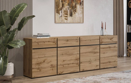 Komoda Cross 225 cm dub wotan jednoduchý tvar v moderním provedení ideální komoda do obývacího pokoje geometrický tvar