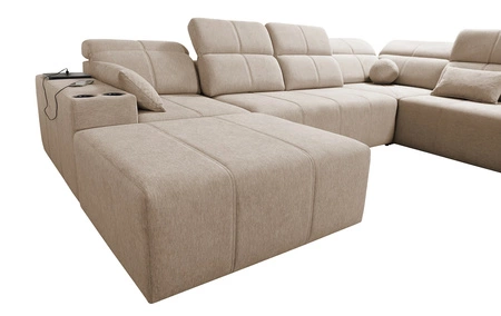 Rohová pohovka s funkcí spaní Tesalia VI hnědá levá Moderní a pohodlná rohová pohovka s funkcí posuvného opěradla