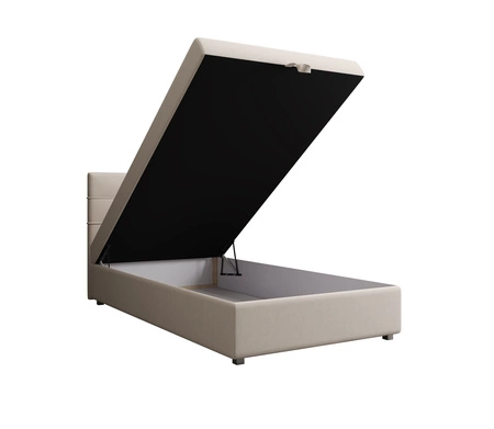 Kontinentální postel Fresno 120x200 béžová v moderním skandinávském stylu s čalouněným čelem postele s úložným boxem