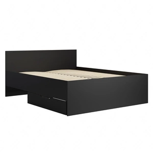 Postel Maxione 160x200 cm černá úložný prostor na lůžkoviny v podobě výsuvné zásuvky ideální postel do ložnice vysoké pohodlné čelo