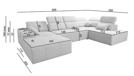 Rohová pohovka s funkcí spaní Tesalia VI modrá levá Moderní a pohodlná rohová pohovka s funkcí posuvného opěradla