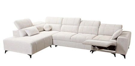 Rohová rozkládací pohovka s funkcí spaní Penejos XI Lux olivová levá stylová rohová rozkládací pohovka s pohodlnou výsuvnou opěrkou nohou