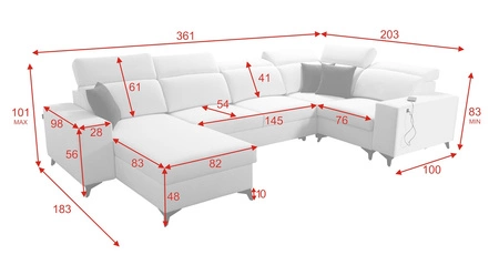Rohová rozkládací pohovka Kelly Sleek IV s funkcí spaní grafitová levá rohová rozkládací pohovka s koši na lůžkoviny tkaná látka