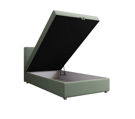 Kontinentální postel Flint 100x200 mint v moderním skandinávském stylu s čalouněným čelem postele s úložným boxem