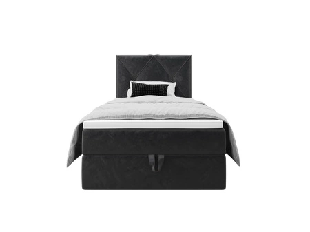 Kontinentální postel Arvada 90x200 grafit v moderním skandinávském stylu s čalouněným čelem postel s úložným boxem