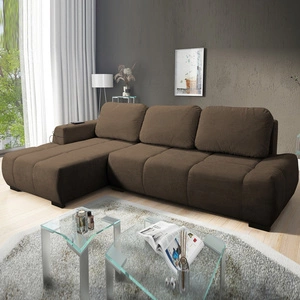 Rohová sedací souprava s funkcí spaní Gentle hnědá levá strana Stylová designová rohová sedací souprava vyznačující se zaoblenými tvary